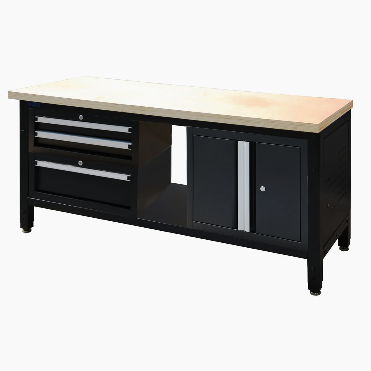 SGS 60in Modular Workstation - Wood Worktop | 3x Drawers & Cupboard